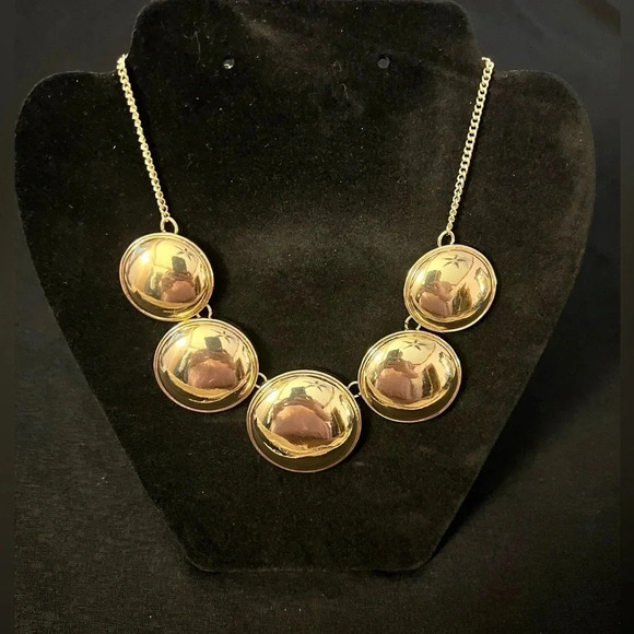 🔴 3 for$25 deal. ROUND SHINY GOLDEN DISKS beautiful necklace - Picture 1 of 6